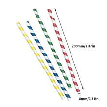 Gói 100 ống hút giấy sọc nhiều màu kèm thìa - 8*200mm, ống hút dùng cho sinh tố và sữa lắc | Thích hợp trang trí sinh nhật, lễ hội, tiệc hồ bơi mùa hè, đám cưới, tiệc mừng em bé chào đời, Halloween và Giáng sinh - Nhiều màu - Xem 2