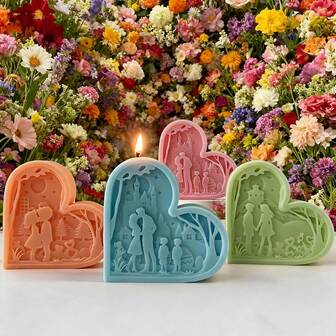 1pc DIY Heart-Shaped Candle Ornament Mold For Valentine's Day Couples - Heart-Shaped Diffuser Plaster Ornament