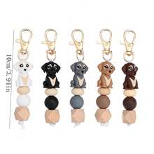 1pc Cartoon Puppy Silicone Beaded Keychain - Novelty Keychain For Women, Lobster Clasp, Suitable For Backpack Hanging, Key Ring Decoration, Birthday Gift Accessory, Wallet Decoration - Multicolor - View 4