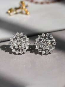 1 Pc Luxury Cubic Zirconia Stud Earrings For Women For Wedding Engagement Anniversary Party Jewelry Valentine's Day Gift - 1# - View 9