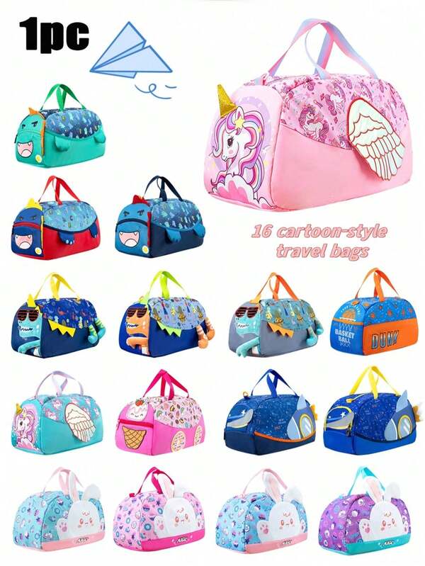 1pc Portable Travel Bag With Cute Cartoon Unicorn/Rabbit/Cake/Shark/Dinosaur And Other Innovative Shapes. Large Capacity, Lightweight And Wear-Resistant Shoulder Crossbody Bag, Comfortable Wide Shoulder Strap With Adjustable Shoulder Strap Length To Meet Basic Storage Needs, Suitable For Travel, Outdoor, Travel, Camping And Other Occasions, Halloween, Thanksgiving, Christmas