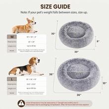 Calming Dog Bed Donut Washable Large Size Round Pet Bed For Dogs And Cats 36 Inches AntiSlip Fluffy Faux Fur Plush Cat Bed AntiAnxiety Cushion With AntiSlip Bottom For Relaxation And Comfort In Home Car Or Travel Use - Xám - Xem 4