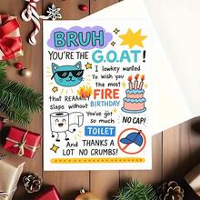 1pc Funny Christmas Card - Sassy Cat With Santa Hat & "He Wouldn't!" Text - Perfect Gift For Cat Lovers, Colleagues - Paper Material Holiday Card, Australian Christmas Greeting Card, Christmas Card Funny, Christma Card With Envelope, Christmas Animal - Multicolor - View 8