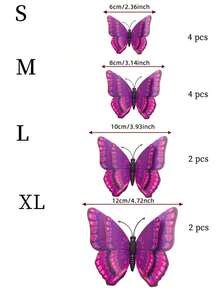 12pcs 3D Butterfly Sticker, Plastic Wall Art Decoration Magnet Butterfly For Home Decor, Stickers, Wall Decal, Vinyl Decal For Home Decorations, Spring Decoration Items Refresh Your Home, Festival Decoration Stickers Gifts Birthday Graduation - Màu tím - Xem 4
