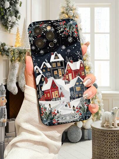 1 Stück modischer, winterlicher, gemütlicher Haus 2D Muster Handyhülle aus weichem TPU, kompatibel mit iPhone 17, 16, 15, 14, 13, 12, 11 Pro/Pro Max/Plus und anderen Galaxy Modellen, geeignet als Geschenk für Freunde, Familie, Kollegen und Geliebte.