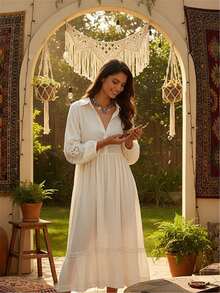 1pc Floral Eye Decor Vacation Scarf Necklace, Blue Women's Necklace, Gift For Mom, Gift For Her