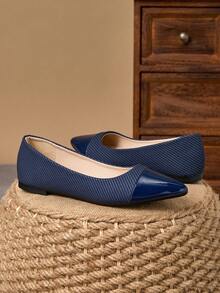 2025 New Fashion Pointed Toe Flats, Versatile Casual Soft-Sole Elegant Outdoor Loafers, Available In Multiple Sizes - 1. Navy Blue [Patchwork] - View 2