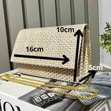 Women's 2-Piece Straw Crossbody Bag Set - Handbag And Evening Bag With Crossbody Strap - Màu nâu  Mocha - Xem 8