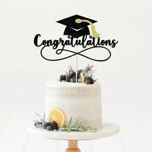 Congratulations 2025 Graduation Cake Topper,Congrats Grad Cake Decor - 2025 High Schoolsss/College/Senior Graduation Party Decorations Supplies (Black Gold){Inchcolor_nameinch:InchBlackGold(1)Inch} - Vàng đen(1) - Xem 8