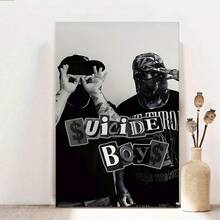 1pc Framed 1pc  "Suicide Boys" Hip Hop Album Cover Canvas Poster - Stylish Black & White Wall Art, Print With Bold Graphic Design For Living Room, Bedroom, Office Decor  2D - Đóng khung - Xem 1