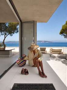 Women's Bohemian Style Elegant Printed 2-Piece Set, Long Sleeve Button-Up Shirt Top And Ruffle Hem Shorts, Non-Stretch Fabric - Yellow - View 5