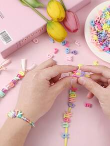 200/Pcs Bohemian Alphabet Beads Set, Acrylic 3D Letter Beads For Jewelry Making, DIY Bracelet Kit, Friendship Gift, Art & Craft Supplies, Fashion Accessories For Keychains, Phone Charms, Creative DIY Parts, Ideal For Valentine's, Thanksgiving, Christmas - Synthetic Stone, No Plating