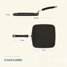 11 Inch Nonstick Griddle Pan, Easy Clean Dishwasher Compatible, Oven Up To 350°F, Black, Heavy Duty Forged Aluminum, Even Heat Distribution, - 預設 - 查看 6
