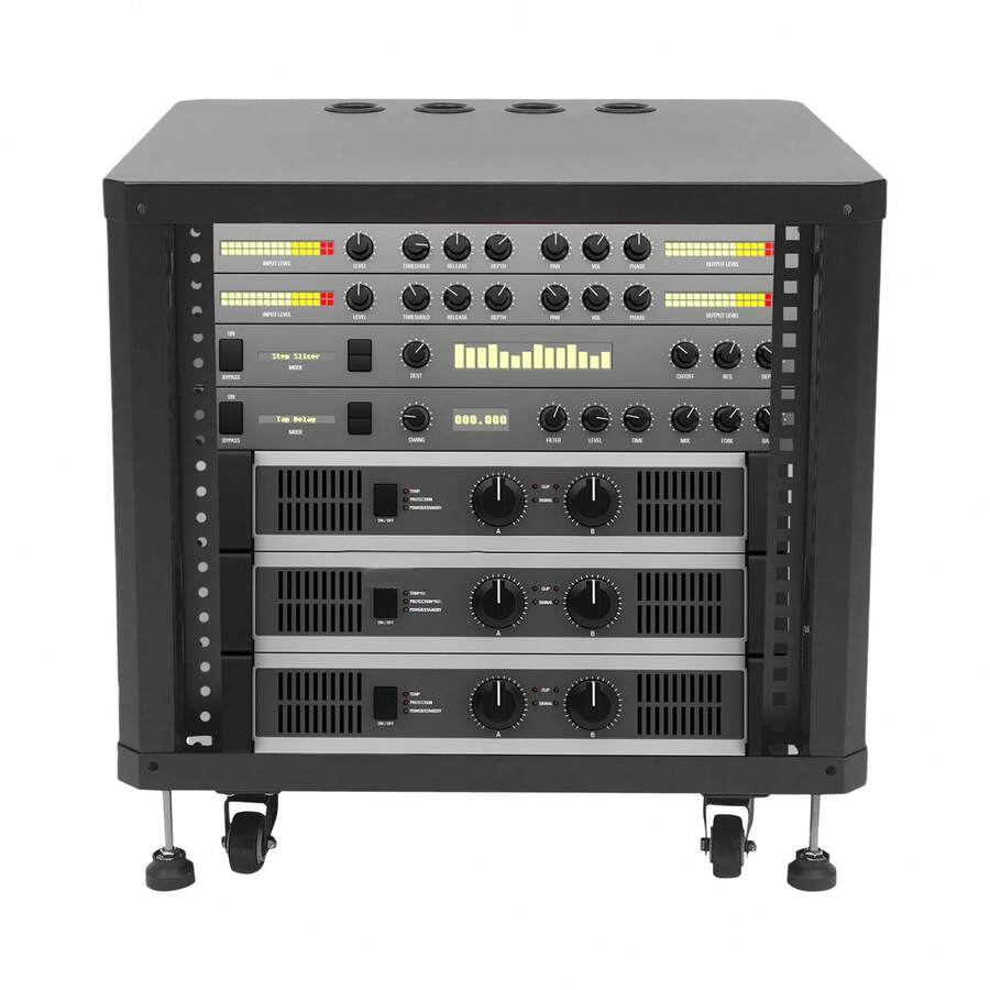 Futchoy 9U Server Rack, Server Rack Cabinet, Rolling Studio Rack Case - Black - View 1