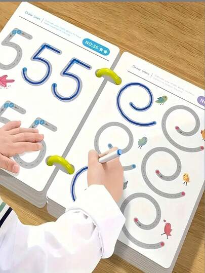 神奇追踪练习册控制训练册可重复使用的魔法练习册儿童蒙特梭利绘画教育文具（组件颜色款式随机）