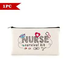 1/5/10pcs Nurse Theme Canvas Bag With Zipper Survival Kit Bag Medicine Bag Gift Bag Letter/Flower/Leopard/Heart/Rainbow Pattern Print Funny Makeup Pouch Portable Toiletry Bag For Nurse Travel Make Up Organizer Makeup Storage Cosmetic Bag Wash Bag Bathroom College Dorm Travel Stuff Multifunctional Cosmetic Organizer Cute Wallet Pouch Coin Purse - Beige - View 25