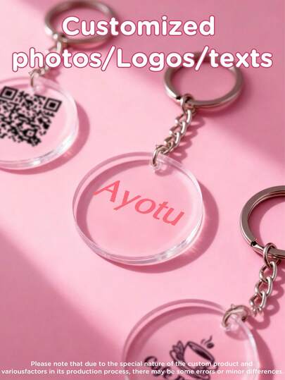 Ayotu Móc khóa acrylic trong suốt tùy chỉnh với ảnh/chữ/logo - Móc khóa trong suốt phù hợp cho ba lô, quà tặng, khuyến mãi, quà lưu niệm cá nhân hóa cho gia đình, bạn bè và khách hàng; Lý tưởng để tùy chỉnh logo công ty, quà tặng mã QR và quà tặng kỷ niệm - Phụ kiện quà lưu niệm tùy chỉnh, quà tặng phù hợp cho đám cưới, khuyến mãi, tiệc công ty, bạn bè và gia đình; Móc khóa dễ thương, quà tặng khuyến mãi.