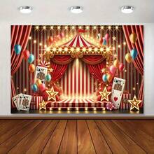 1 pieza de tela de poliéster de uso múltiple con diseños de globos y tarjetas de colores vibrantes, ideal para decoraciones de carnaval, cumpleaños y bodas - no se requiere electricidad, fácil de configurar como accesorios para fiestas y photobooth, decoraciones para fiestas con tema de carnaval - Multicolor - Ver 5