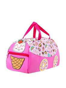 1个便携式旅行包，印有可爱的卡通独角兽/兔子/蛋糕/鲨鱼/恐龙等新颖造型。大容量、轻便耐磨的单肩斜挎包，配有舒适宽肩带，肩带长度可调节，满足基本收纳需求，适合旅行、户外活动、露营等场合，也适合万圣节、感恩节、圣诞节等节日。