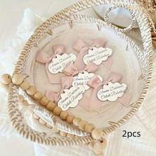 Custom Cloud Acrylic Pendant, Cloud Tag, Personalized Gift Tag, Drink Name Tag, Cloud Tag, Letter Name Tag, Custom Cloud Commemorative Coin, Chocolate Tag - Silver Cloud Pink Ribbon - View 9