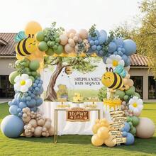 Cute Smile Face Honeybee Balloon Arch Garland Kit With Brown Mustard Yellow Sand White Thickening Latex Balloons For Summer Sunflower Bee Theme Gender Reveal Birthday Babyshower Party Decorations - Color Mixing - View 9