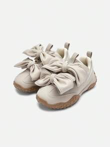 Balabala Kids Girls Sneakers, 2025 Spring Autumn Chunky Sneakers, Ballet Style - Gray Tone - View 2