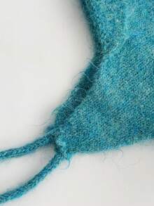 1 件法式结领针织帽，秋冬季女士柔软温暖针织帽，装饰性貂绒领带护耳针织帽，可爱渔夫帽 - 彩色 - 查看 6