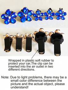 5入組花朵形狀水鑽裝飾人造水晶汽車出風口夾