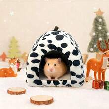 1pc Triangular All-Season Pet Warm Nest, Foldable Floral Branch Hamster Nest, Pet Mongolian Yurt Sleeping Bed, Comfortable And Warm, Suitable For Small Pets Indoor Use