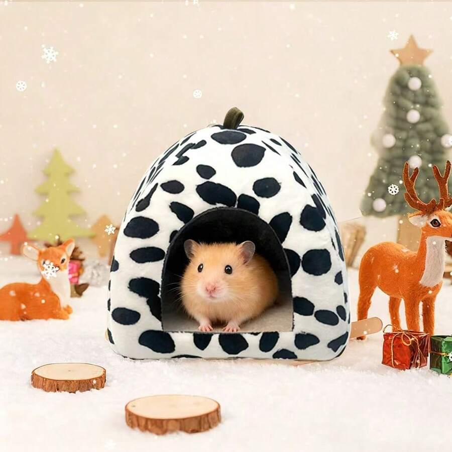 1pc Triangular All-Season Pet Warm Nest, Foldable Floral Branch Hamster Nest, Pet Mongolian Yurt Sleeping Bed, Comfortable And Warm, Suitable For Small Pets Indoor Use