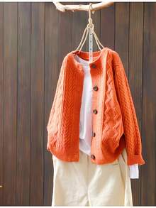 Women Cardigans - Orange - View 2