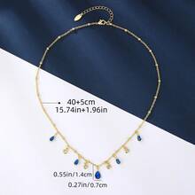 1 chiếc dây chuyền mặt dây hình giọt nước màu xanh dương thanh lịch, mạ vàng 18K trên chất liệu đồng, thời trang và đa năng, thích hợp đeo hàng ngày, tinh tế và ngọt ngào. - Vàng - Xem 2