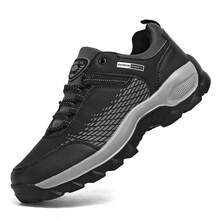 1 Pair Men's Sports Shoes Leather Breathable Casual Shoes Anti-Skid Hiking Shoes For Women Running Outdoor Brand Shoes - Black - View 4