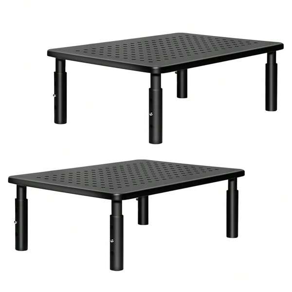 Monitor Stand 2 Packs  Height Adjustable Ergonomic Monitor Riser With Vented Metal Platform For Computer, Lapto...