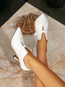 10cm High Heel Women's White Pointed Toe Pumps, Fashion Minimalist Elegant Formal Party Dress Shoes, Autumn/Winter 2025 New Arrival - White - View 5