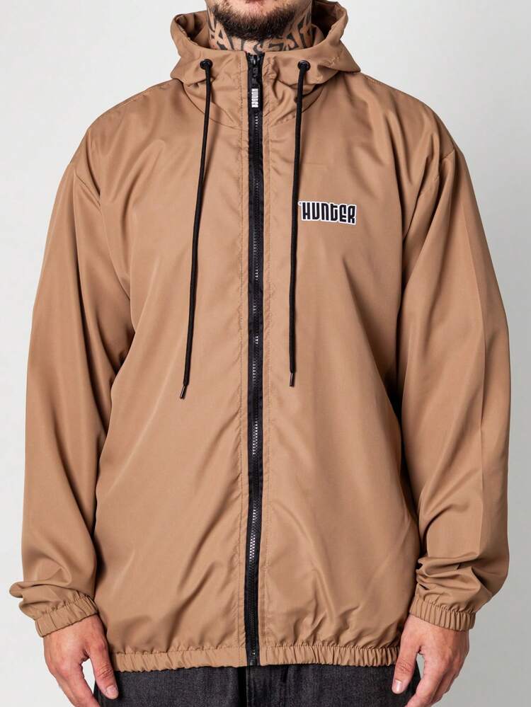 Men's Oversized Plain Windbreaker Jacket With Hood, Lightweight, Hunter Street Style, 10 Colors, 2026 - Màu Khaki - Xem 1