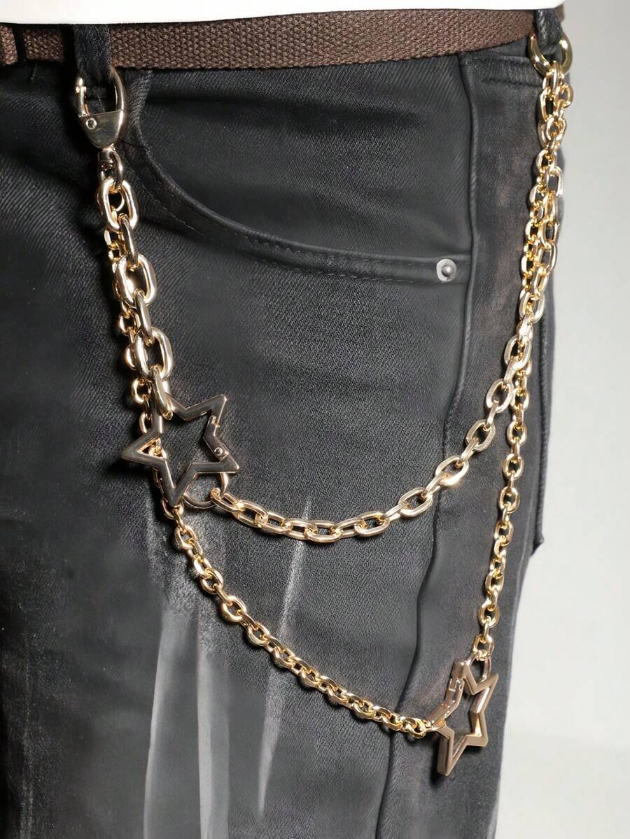 سلسلة بنطلون الجمجمة الرائعة للرجال - إكسسوارات أسلوب الشارع الهيب هوب - فضي - مشاهدة 1