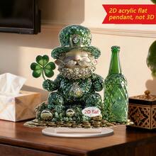1/3件装亚克力四叶草装饰品，波西米亚风格，带巫师帽和小矮人图案，适合家居、办公室、爱尔兰主题幸运装饰，2D - 多色 - 查看 5
