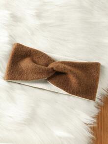 1 pieza Diadema elástica suave de unicolor elegante para mujer, diadema elástica de yoga y deporte, versátil para uso diario, adecuada para múltiples ocasiones, diademas de mujer para otoño/invierno, accesorios para el cabello de invierno, bandas para el cabello de invierno, cálido envolvente para la cabeza, bufanda de mujer