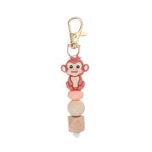 1pc 3D Silicone Monkey Beaded Keychain - Novelty Keyring, Lobster Clasp Pendant, Suitable For Backpack Hanging, Key Ring, Gift For Men And Women - Multicolor - View 13