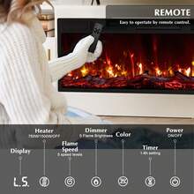 70 Inch Fireplace TV Stand Entertainment Center With 36" Fireplace, 70" Wooden TV Stand For TVs Up To 80", Media TV Console With High Gloss Storage Cabinet And 16 Colors LED Lights - 查看 3