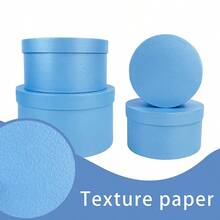 4pcs Solid Color Round Gift Box Set, Minimalist Style, Stackable Design, Blue Fresh Color, Suitable For Various Occasions Like Valentine's Day, Birthday, Wedding, Party, General Gifting - Blue - View 10