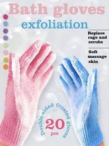 10只装去角质沐浴手套，可作沐浴海绵、浴巾使用，双面设计，温和呵护肌肤，易起泡，网眼细密，质地柔软，多功能清洁工具去角质手套，适用于淋浴、SPA、身体磨砂，中等硬度去角质手套，适用于淋浴、SPA、身体按摩磨砂 - 彩色 - 查看 7