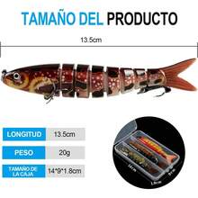 3PCS Señuelos de Pesca, Curricanes de Pesca, Cebo Biónico Multiarticular, Like Natación como Pescado. Señuelos de Pesca para Lobina, Adecuado para Aguas de Agua Dulce y Marina - 3 - Ver 7