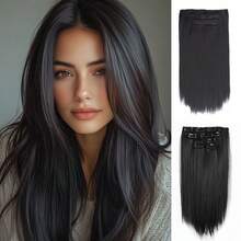 4pcs Invisible Clip-In Hair Extensions, Thickening Highlight Hair Pieces, 14 Inch Straight Short Synthetic Hair Wefts, Women Hair Clips, Hair Accessories - Multicolor - View 12