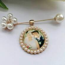 Wedding Bouquet Souvenir Photo, Wedding Bouquet Memorial Pendant, Bouquet Pendant, Bride Memento, Customized Photo Memorial Pin - Multicolor - View 6