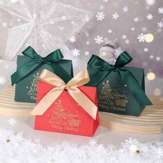 5/20 Pcs Santa Claus Pattern Gift Box; Christmas Gift Theme Dessert Packaging Box.Christmas Candy Gift Packaging Box; Biscuit Snack Gift Packaging Box