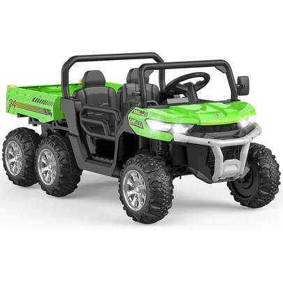 Dragonpad 24V Ride On Toys For Big Kids, 2 Seater Ride On Car For Kids With Parent Remote Control, 4WD 6-Wheel Electric Dump Truck For Boys & Girls, UTV Style Dump Bed & Music Horn, ASTM/CPSIA Certified