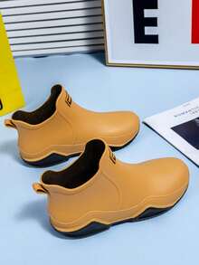 1 par de botas de chuva curtas, leves e duráveis, calçado aquático moderno para homens e mulheres, ideal para atividades ao ar livre (calçam meio número menor). - Castanho - Ver 4