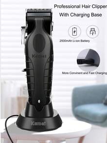 Kemei Professional Hairdresser Haircut Clipper & Trimmer Set KM-2296, USB Rechargeable Clipper With Charging Base, KM-2299 T-Shaped Blade Trimmer , Beard & Razor Home Beauty Kit , KM-2024 Shaver - Black - View 5